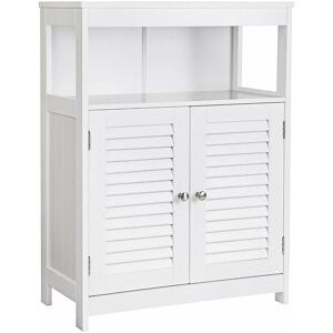 Vasagle Wooden Bathroom Floor Cabinet Storage Organizer Rack Cupboard Free Standing with Double Shutter Door White by Songmics BBC40WT