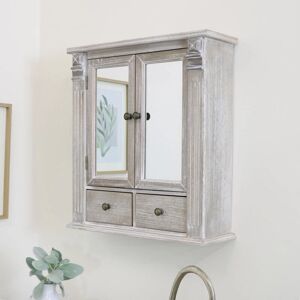 MELODY MAISON Wooden Mirrored Bathroom Cabinet - Natural Wood