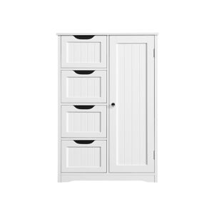 Bathroom Floor Cabinet 4 Drawers & Cupboard Bathroom Storage, White - Yaheetech