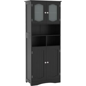 Costway - 148cm Tall Bathroom Cabinet Freestanding Storage Cabinet-Black