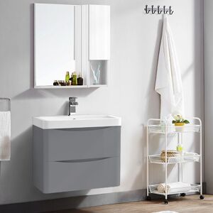 NRG - 2 Drawer Wall Hung Bathroom Cabinet Vanity Sink Unit with Basin 600mm Gloss Grey
