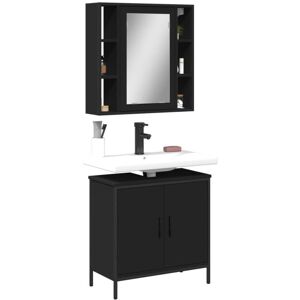 Bonnevie - 2 Piece Bathroom Furniture Set,Bathroom Cabinet Set Black Engineered Wood VSVS815255