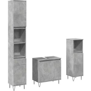 3 Piece Bathroom Furniture Set Concrete Grey Engineered Wood Vidaxl