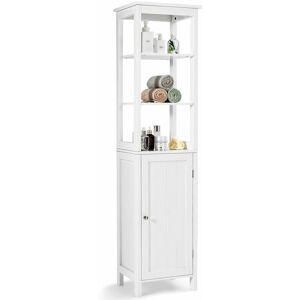 Costway - 3-Tier Shelf Bathroom High Cabinet Freestanding Floor Storage Cabinet Organizer
