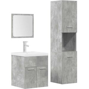 4 Piece Bathroom Furniture Set Concrete Grey Engineered Wood vidaXL