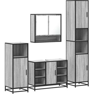 4 Piece Bathroom Furniture Set Grey Sonoma Engineered Wood vidaXL
