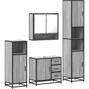 4 Piece Bathroom Furniture Set Grey Sonoma Engineered Wood vidaXL
