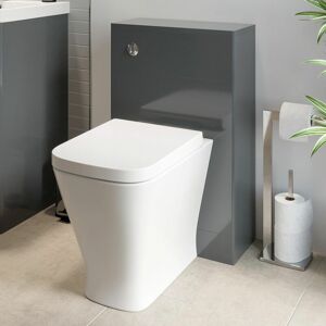 Regis 500mm Modern Bathroom wc Toilet Unit Concealed Cistern btw Soft Close Seat Grey
