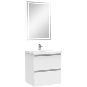 Sky Bathroom - 510mm Matt White Wall Hung Bathroom Vanity Unit with Basin + led Mirror b (Dimmable 3 Colour)