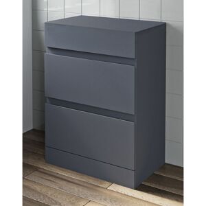 AQUARI 600mm Bathroom Countertop Vanity Drawer Unit Floor Standing Grey Gloss