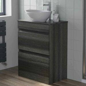 AQUARI 600mm Bathroom Vanity Unit Countertop Oval Basin Charcoal Grey