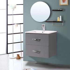 NRG - 600mm Grey Minimalist 2 Drawer Bathroom Cabinet Organizer Vanity Sink Unit Storage Furniture