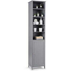 Costway - Bathroom Tall Cabinet Slim Freestanding Storage Organizer w/ Adjustable Shelves