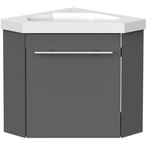 Acezanble Bathroom Cloakroom Corner Vanity Unit Basin Sink Small Wall Hung Sink Cabinet Grey