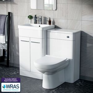 NES HOME Afern 500mm Vanity Basin Unit, wc Unit & Elso Back to Wall Toilet White