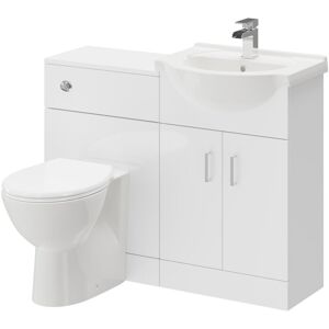 Alexander James - Gloss White 1050mm 2 Door Vanity Unit Toilet Suite