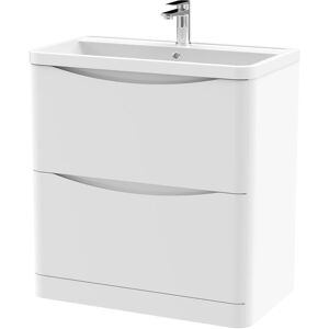 Balterley - Floor Standing 2 Drawer Vanity Basin Unit with Polymarble Basin, 800mm - Satin White