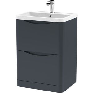 Balterley - Floor Standing 2 Drawer Vanity Basin Unit with Polymarble Basin, 600mm - Dark Grey