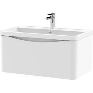 Balterley - Wall Hung 1 Drawer Vanity Basin Unit with Polymarble Basin, 800mm - Satin White