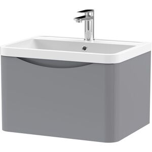 Balterley - Wall Hung 1 Drawer Vanity Basin Unit with Polymarble Basin, 600mm - Satin Grey