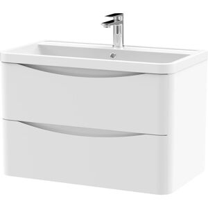 Balterley - Wall Hung 2 Drawer Vanity Basin Unit with Polymarble Basin, 800mm - Satin White