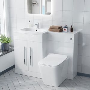 NES HOME Aric lh 1100mm Vanity Basin Unit, wc Unit & Elora Back To Wall Toilet White