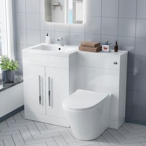 Nes Home - Aric lh Vanity Sink and wc Back to Wall Rimless Toilet