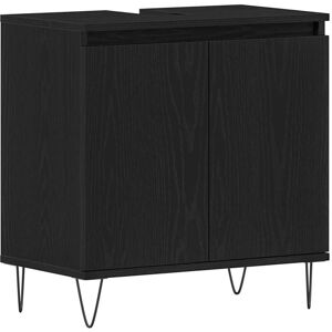 Bathroom Sink Cabinet Black Oak 58x33x60 cm Engineered Wood Vidaxl