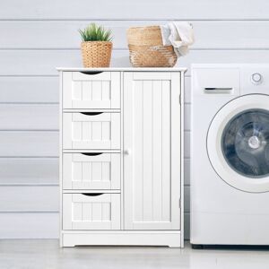 BRIEFNESS Bathroom Cabinet Shelf Cupboard Storage Toilet Shelves Organizer Racking White