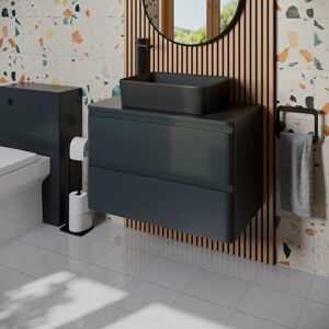 Regis - Bathroom Cloakroom Vanity Unit Wall Hung Countertop Wash Basin Grey 800mm