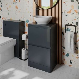 Regis - Bathroom Cloakroom Vanity Unit Wash Storage Cabinet Countertop Basin Grey 500mm