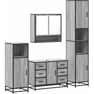 4 Piece Bathroom Furniture Set Grey Sonoma Engineered Wood vidaXL