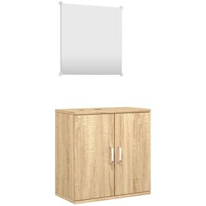 2 Piece Bathroom Furniture Set Oak Engineered Wood Vidaxl