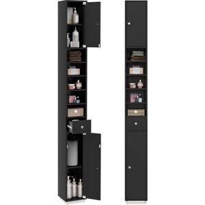 Costway - Bathroom Tall Cabinet Slim Freestanding Storage Organizer Cupboard With 2 Doors