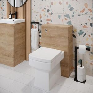Regis Bathroom Toilet wc Concealed Cistern Unit Pan Soft Close Seat Wood Effect 500mm