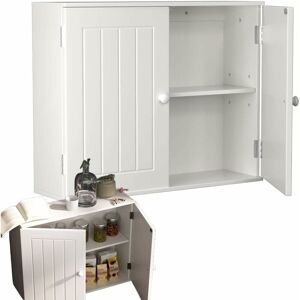 Dayplus - Bathroom Wall Cabinet White,Wall Mounted/Floor Standing Wooden Slim Storage Cabinet Unit