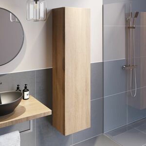 Vitusso - Bathroom Oak Wall Hung Vanity Unit Cabinet Storage Unit 1380mm Tall