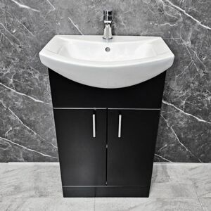 HYDROS Black Vanity Unit 550mm with Ceramic Basin with Chrome Handles Bathroom Sink, Without Tap