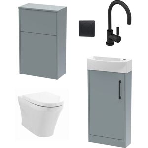 BALTERLEY Cloakroom Suite - Left Hand 440mm Vanity, wc Unit, Toilet and Tap - Grey/Black