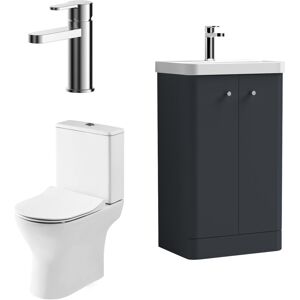 BALTERLEY Cloakroom Suite - Vanity Unit, Tap and Toilet - Dark Grey