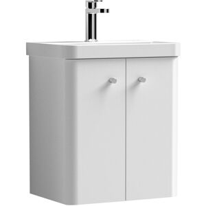 Balterley - Wall Hung 2 Door Vanity Unit with Ceramic Sink - 500mm - Gloss White