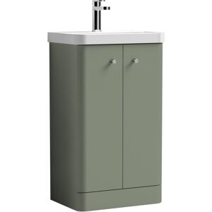 Balterley - Floor Standing 2 Door Vanity Unit with Ceramic Basin - 500mm - Satin Green