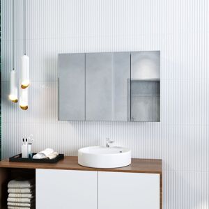 Elegant - Bathroom Cabinet Triple Mirror 600 x 900 mm Wall Mounted Stainless Steel Storage Cupboard with Adjustable Shelves