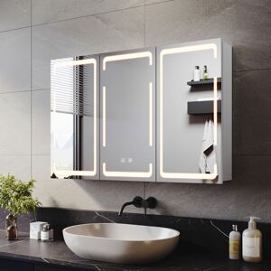 Elegant - Bathrrom Wall Cabinet Illuminated led Mirror with Shaver Socket, 3 Lights Changing Modes, Wireless Hinge Design, Three-Door 900x600mm