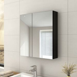 Emke - Bathroom Vanity Mirror Cabinet with Storage - Double Door Wall Mounted Storage Cupboard Aluminum Frameless Medicine Cabinet, Makeup Bathroom