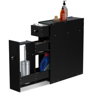 Costway - Free Standing Slim Floor Cabinet Narrow Wooden Storage with Drawers Bathroom