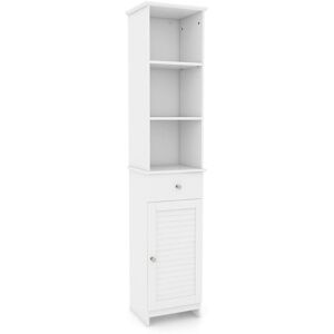 Costway - Freestanding Bathroom Storage Cabinet with 3 Open Shelves-White