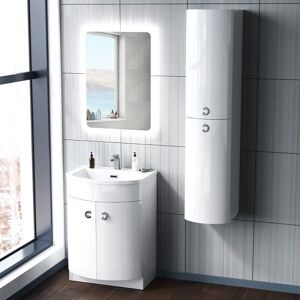 Nes Home - Dene 600mm White Vanity Unit and Wall Mounted Storage Unit