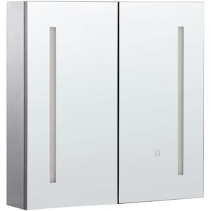 BELIANI Bathroom Wall Mounted Mirror Cabinet LED CHABUNCO 60 cm 60 cm Black