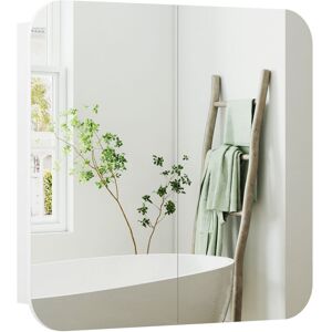 HOMCOM Arched Bathroom Mirror Cabinet, Wall Mounted Mirrored Cabinet